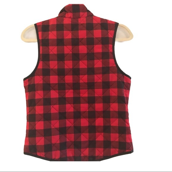 Buffalo Check Quilted Puffer Vest Black Red - Picture 4 of 7